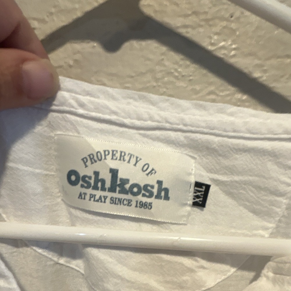 OshKosh XXL White V-Neck Short Sleeve Cotton T-Shirt Thin - Picture 2 of 3